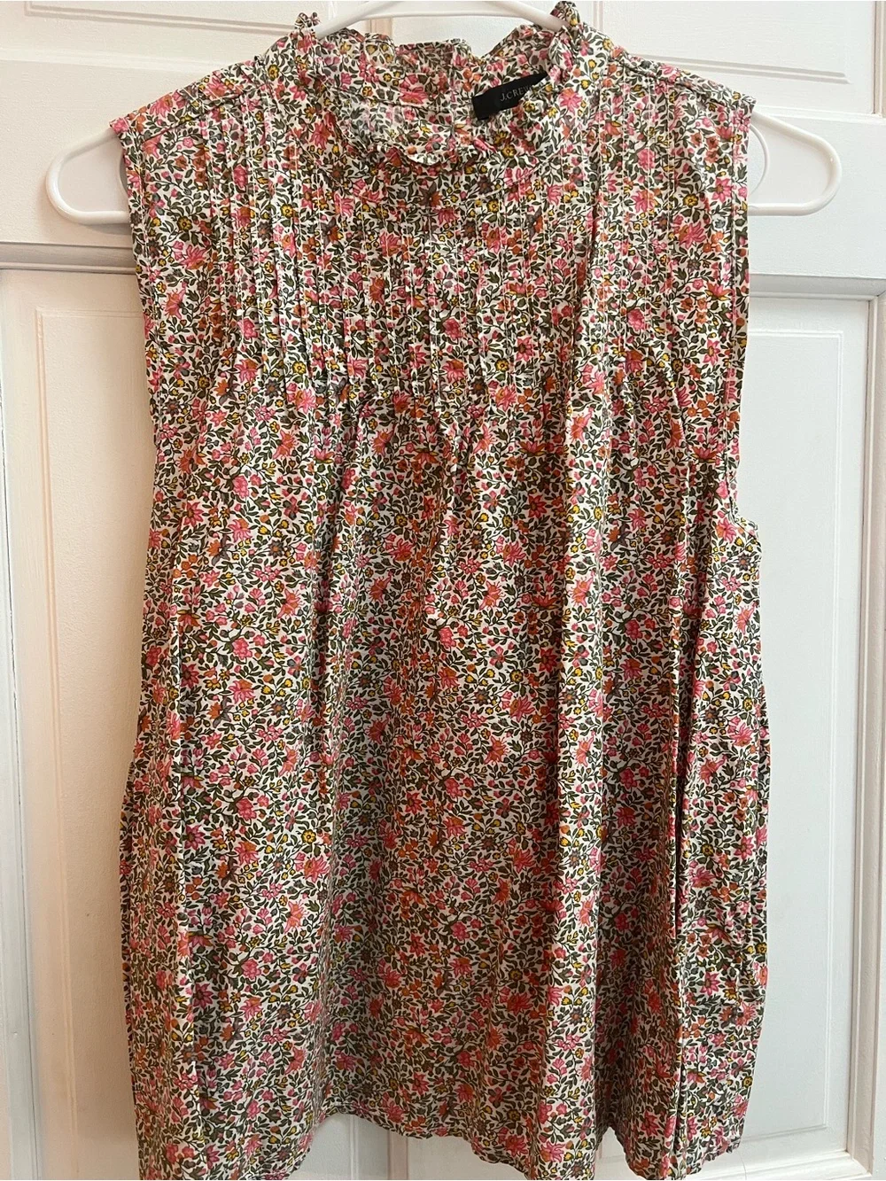 J. Crew Floral Pintuck Sleeveless Camisole - Pink, Green, Cream